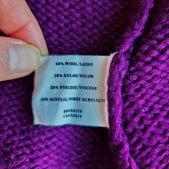 Sparrow Wool Blend Tie-Waist Shawl Neck Cardigan Pocket Purple - Picture 7 of 11